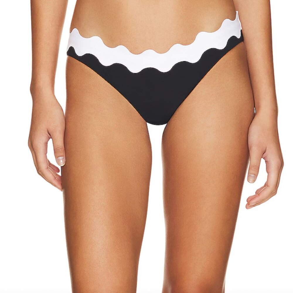 Seafolly Black and White Scallop Hipster Bikini Bottom